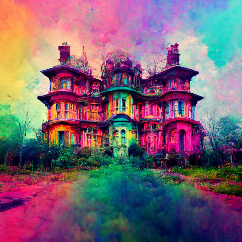 Owa1313 colourful decrepit Victorian mansion in a psychedelic d a8c96544-ddc7-4cb7-bc69-2cba20412765