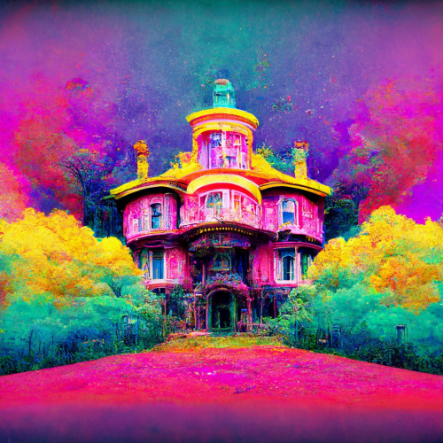 Owa1313 colourful decrepit Victorian mansion in a psychedelic d eae33741-dce8-4352-b6de-de11e0ad492d