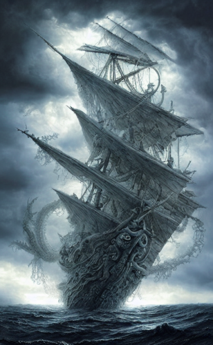 the voyage of life storm on the sea of galilee huge clouds in the form of a dendritic cthulhu an epic pirate ship dappled silver -H 832 -C 13.0 -n 6 -i -s 150 -S 2253668522 ts-1660201469 idx-0